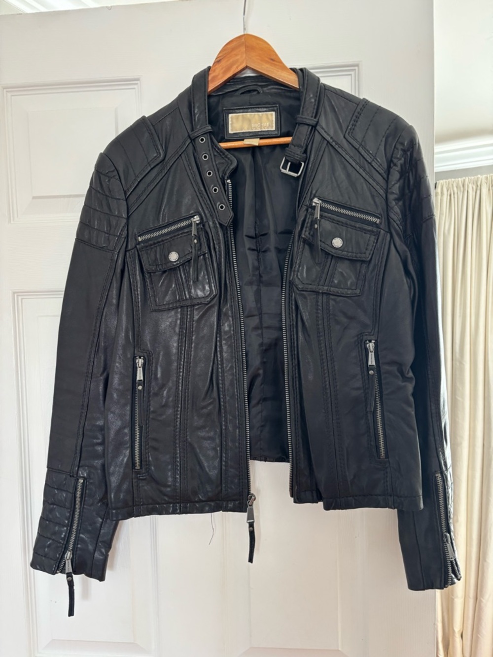 MICHAEL Michael Kors Black Quilted Detail Leather Jacket - Picture 5 of 6